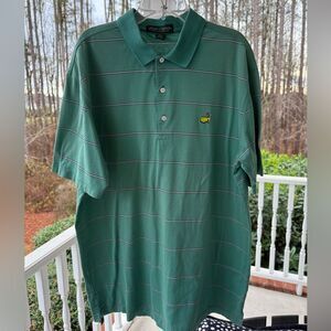 Amen Corner Masters Green Striped Polo Shirt Size L. Great Condition